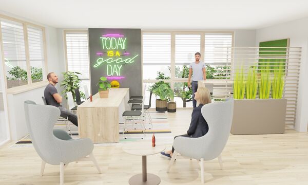 Büroausstattung für hybrides Arbeiten