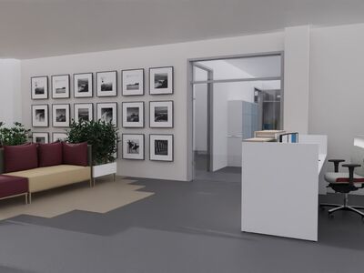 Empfangsbereich im Büro gestaltet