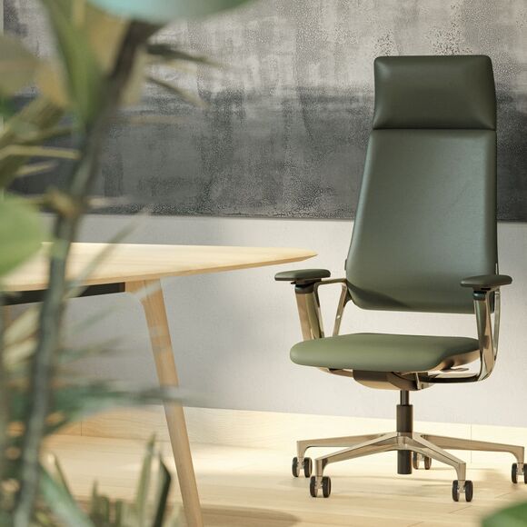 Klöber Chefsessel Drehstuhl in grün mit Chrom