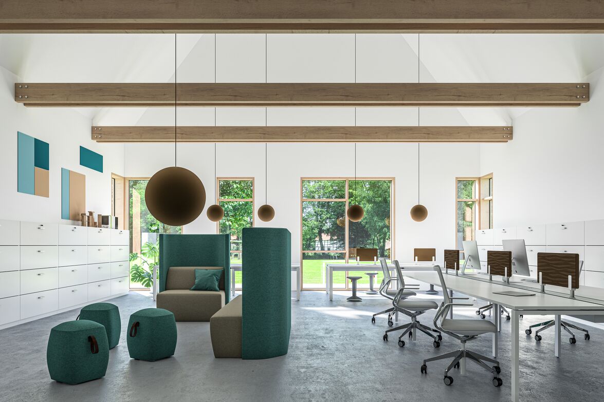 Offenes Bürokonzept - Kombibüro - Arbeitsplätze und Kommunikation