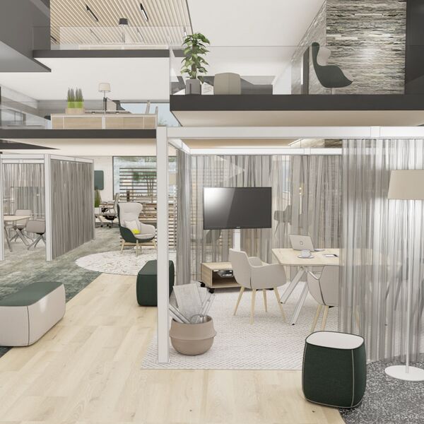 Raum in Raum im Open Space Bürokonzept - Zonen durch Räume