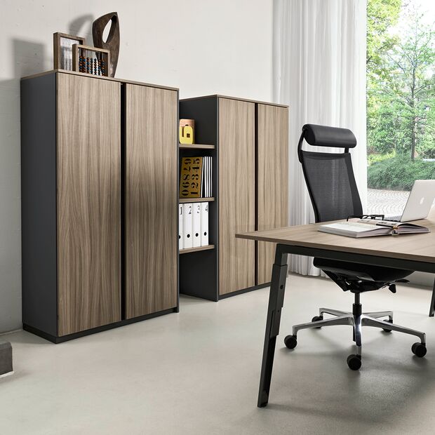 Büroschrank mit Holzfronten